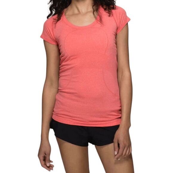 LULULEMON ATHLETICA Swiftly Tech Short Sleeve Scoop in Heathered Alarming Size 8 - Picture 1 of 6